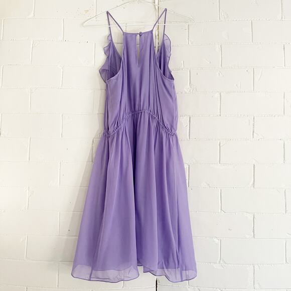 REBECCA TAYLOR Silk Ruffle Dress Purple Small S - Picture 6 of 9